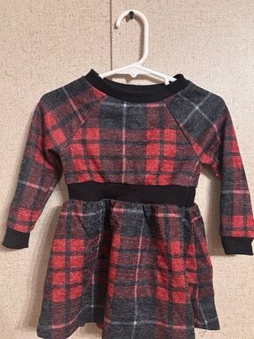 Pippa & Julie Red and Black Plaid Casual Knit Dress